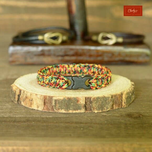 Paracord Survival Bracelet Side Release Buckle Multi Colors L 6.75"(ID209) - Picture 1 of 2
